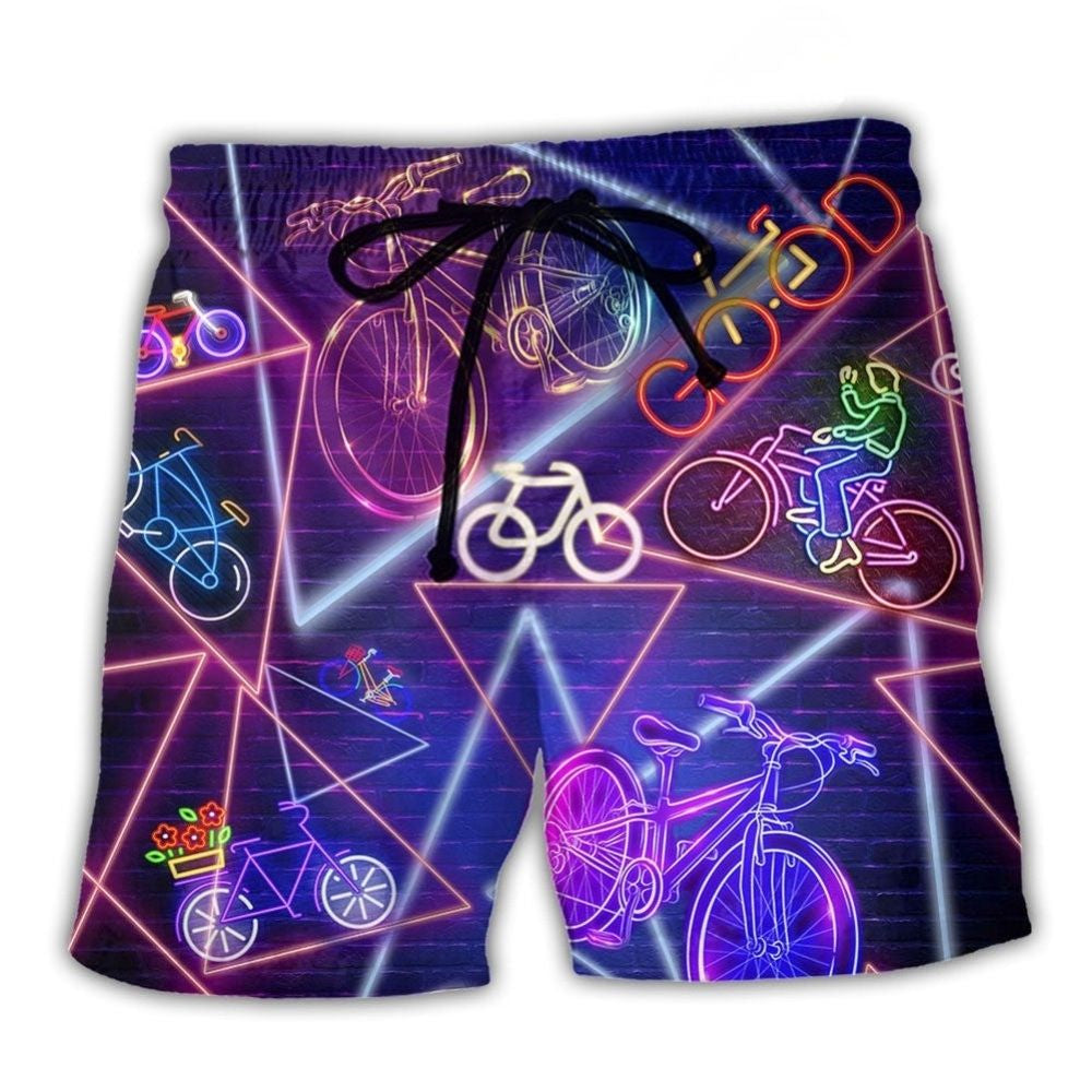 Neon Purple Bike Modern Art – Beach Short