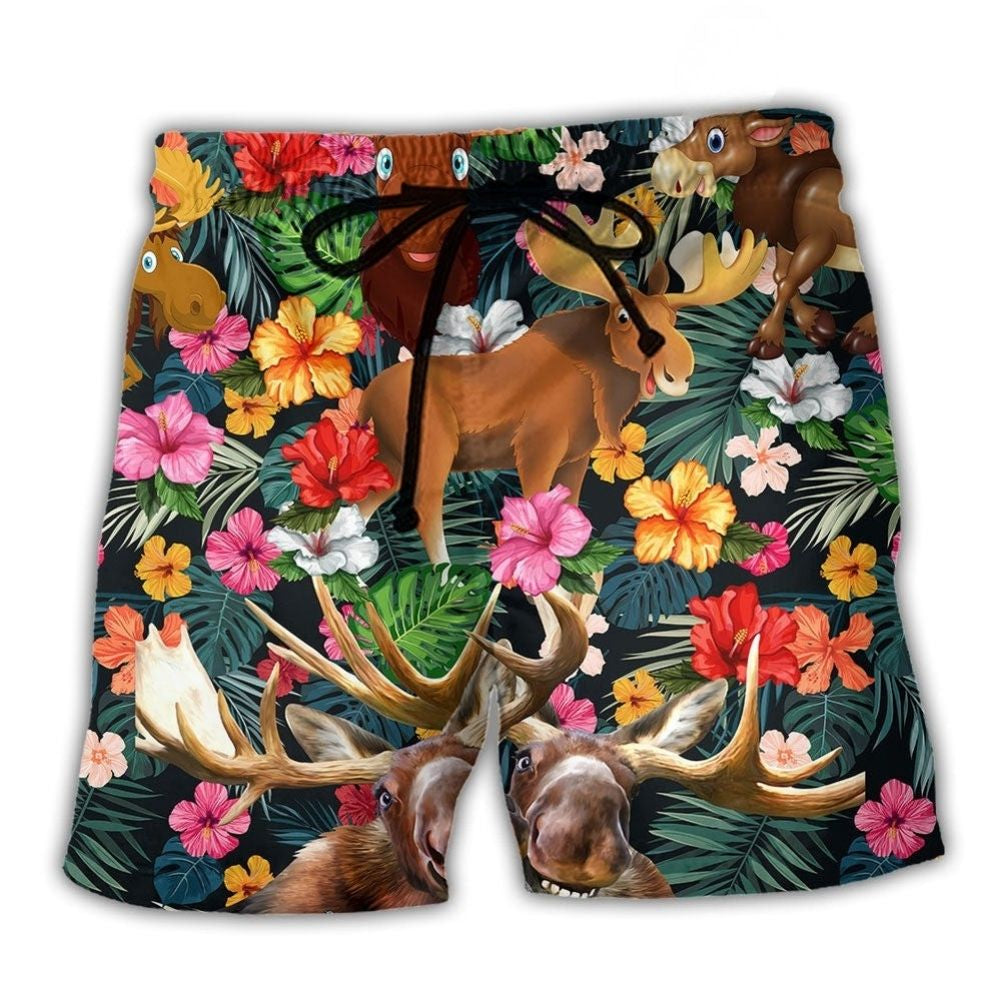Happy Moose Aloha Style Art – Beach Short