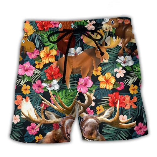Happy Moose Aloha Style Art – Beach Short