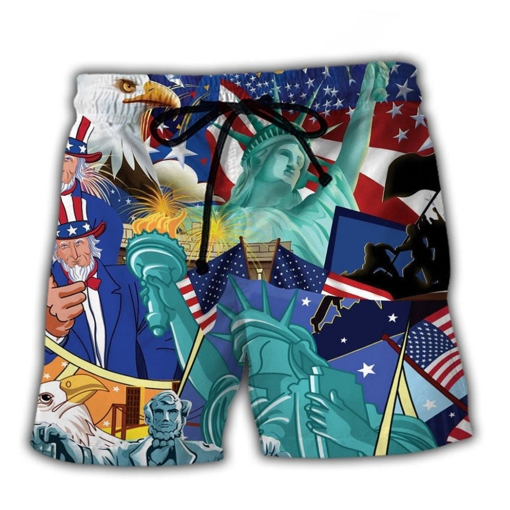 American Freedom Patriotism Quote Art – Beach Short