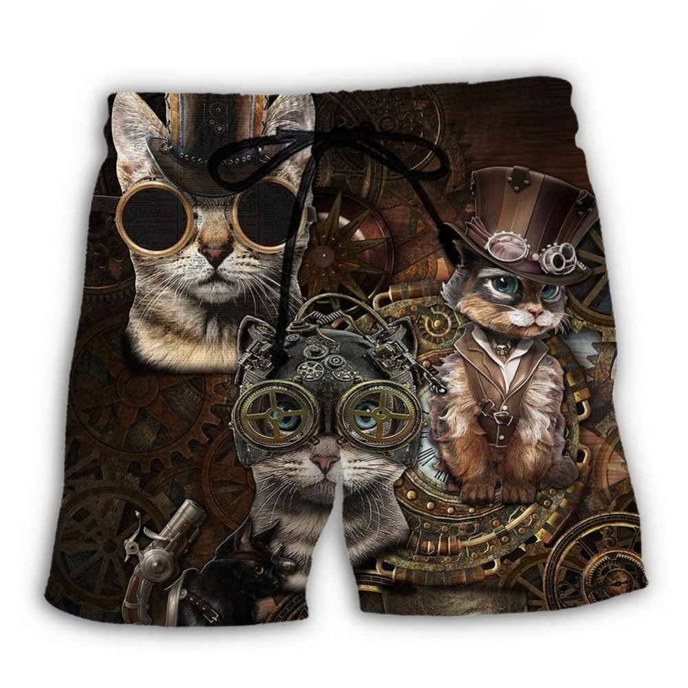 Steampunk Cats Creative Art – Beach Short