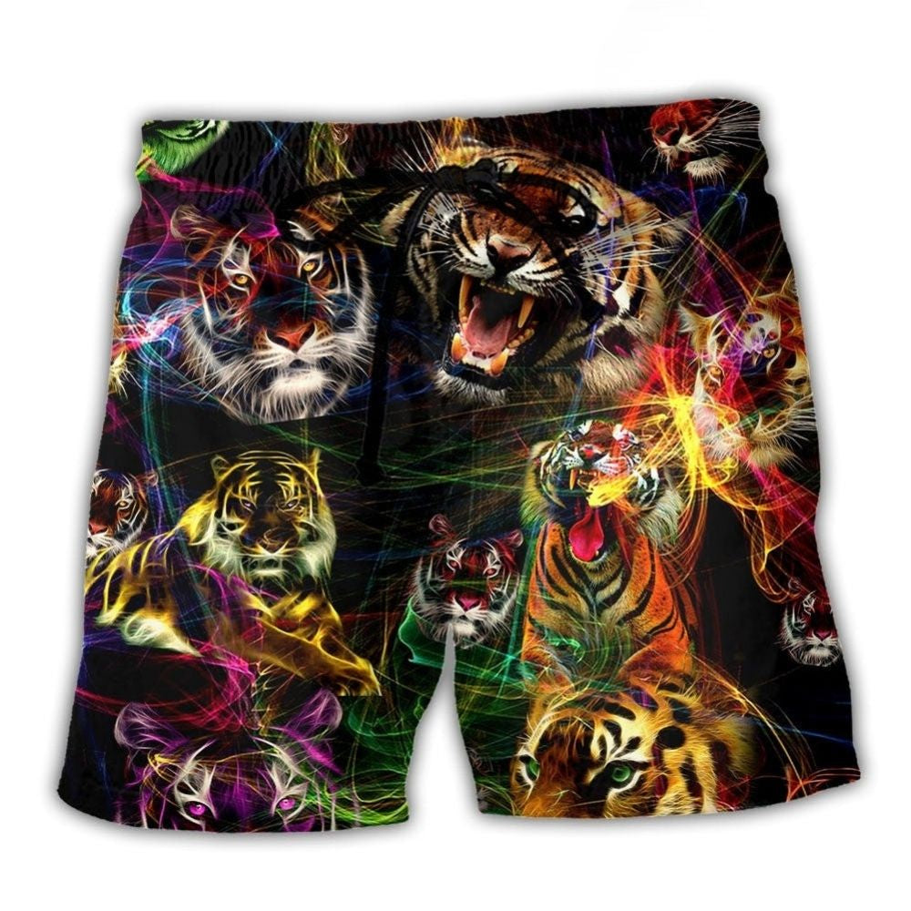 Neon Tiger Wildlife Art – Beach Short