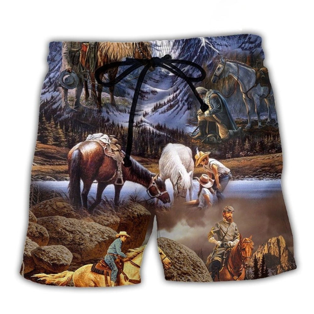 Cowboy Mountain Sunset Art – Beach Short