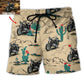Desert Motorcycle Adventure Art Custom Photo - Beach Short