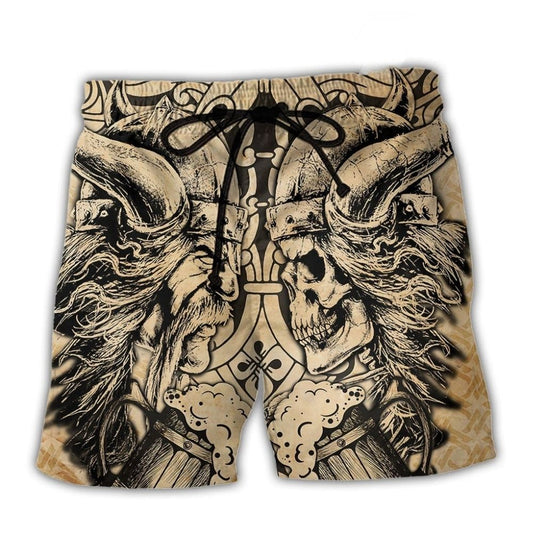 Viking Elder Skull Vintage Art – Beach Short
