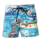Whale Love Ocean Blue Sky Art – Beach Short
