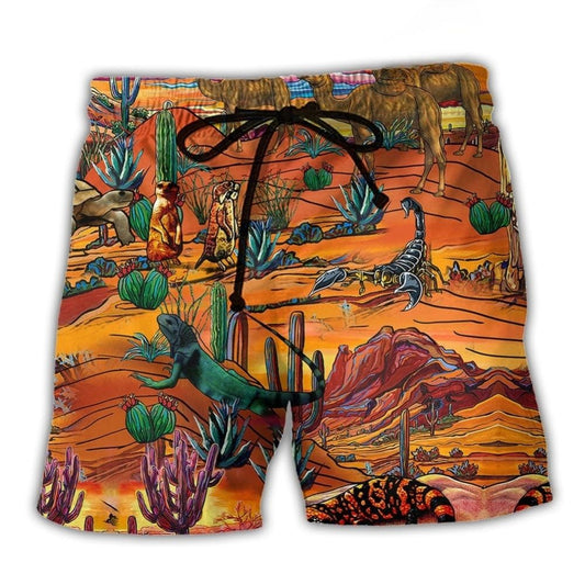 Desert Sunset Where Life Begins Art – Beach Short