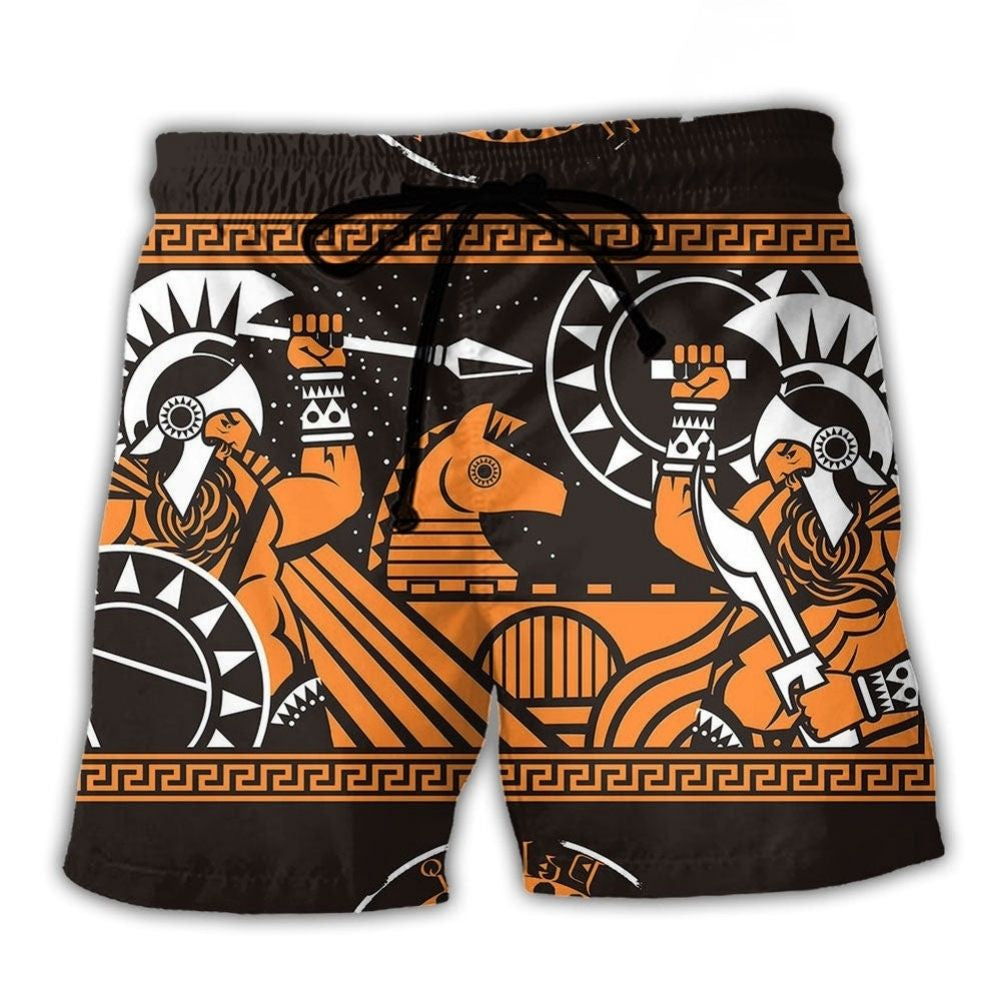 Spartan Warrior On Horse Art – Beach Short