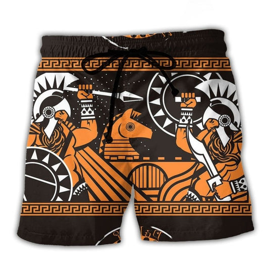 Spartan Warrior On Horse Art – Beach Short
