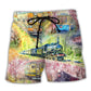 Train Love Floral Artistic Style – Beach Short