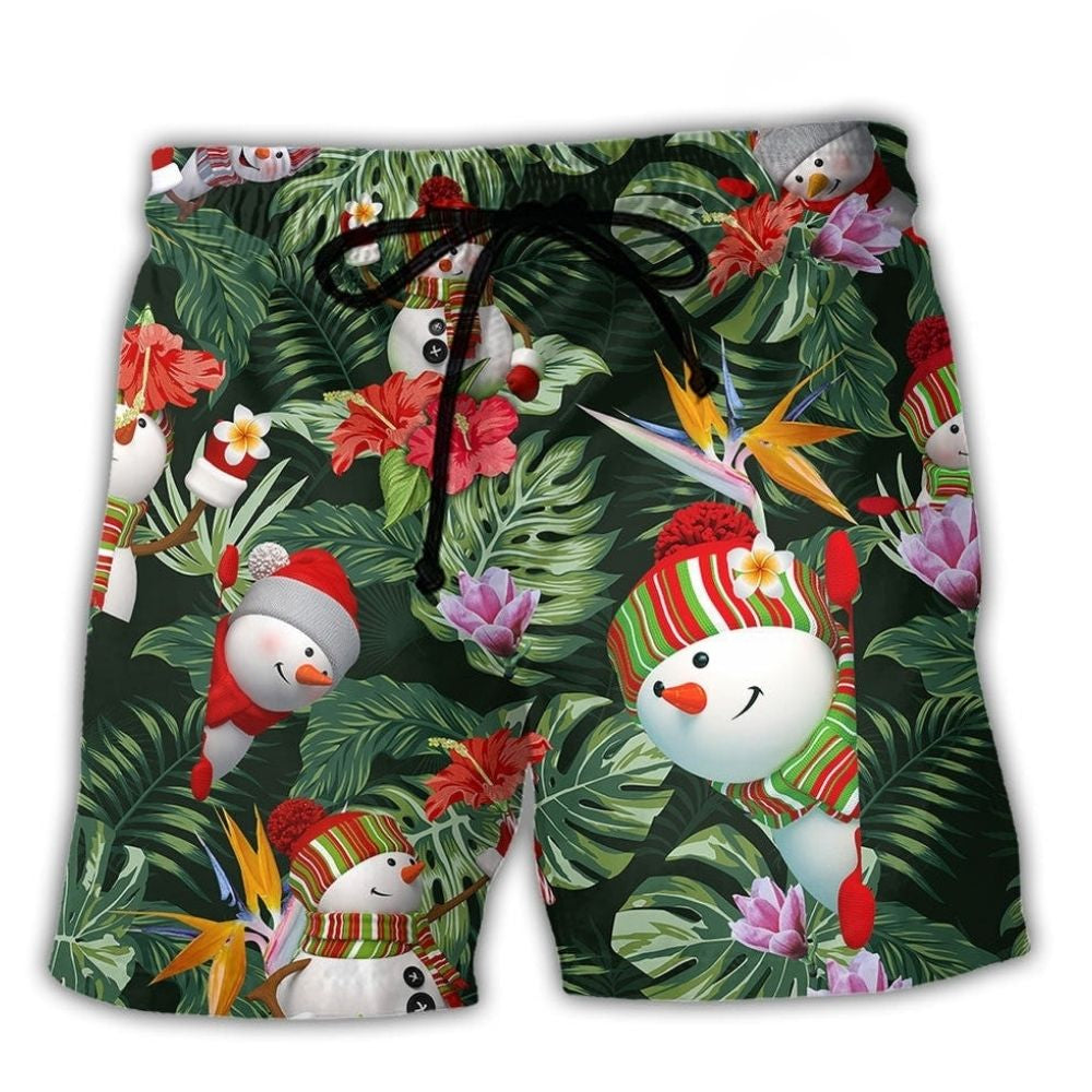 Snowman Stay Cool Floral Art – Beach Short