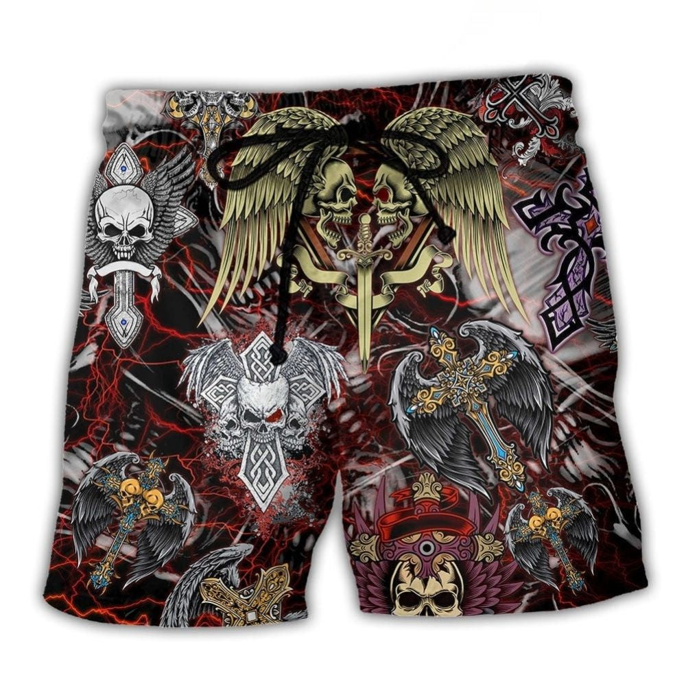 Skull Love Key Graphic Cool Style – Beach Short