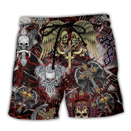 Skull Love Key Graphic Cool Style – Beach Short