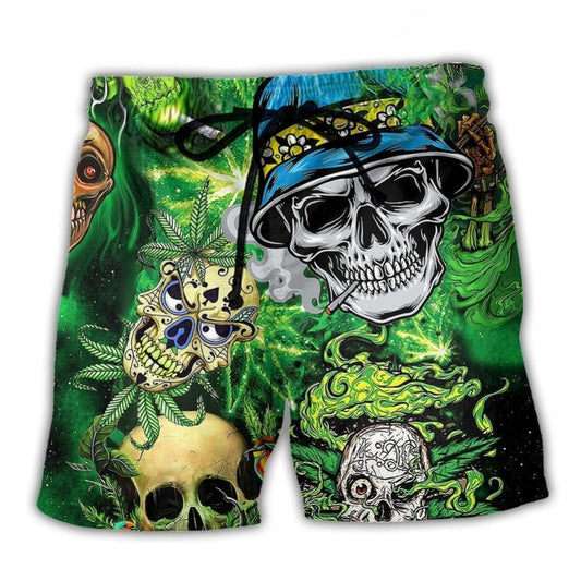 Skull Smile Love Green Graphic – Beach Short