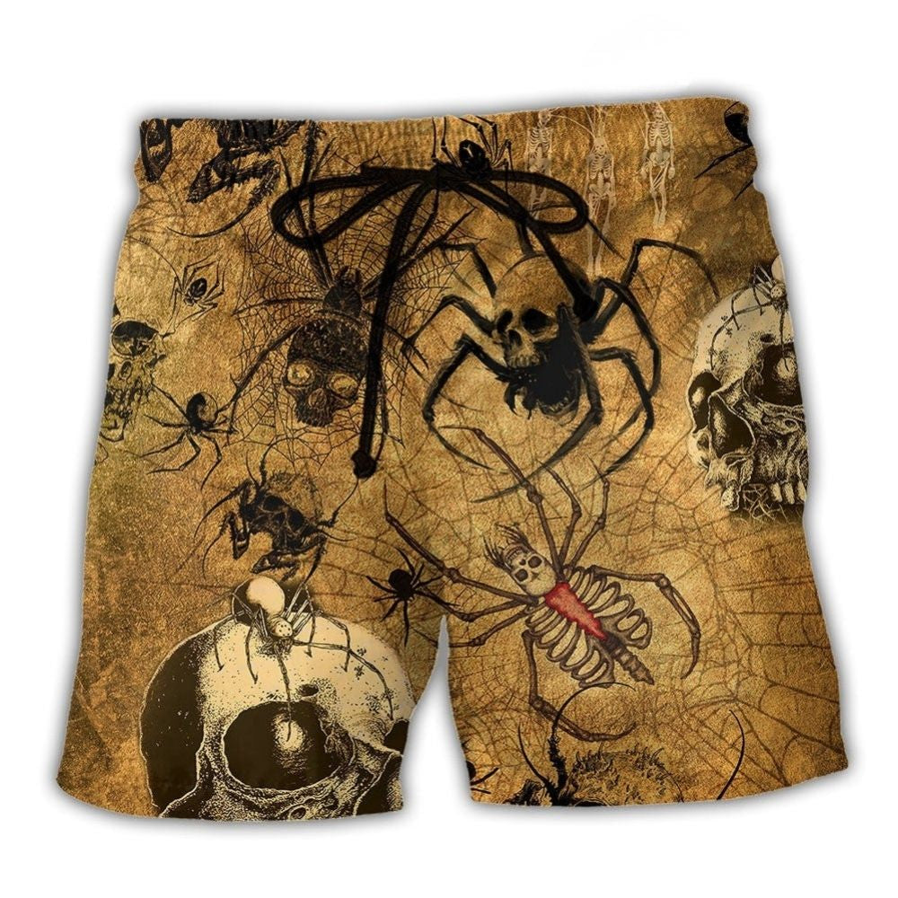Vintage Skull Spider Humor Graphic – Beach Short