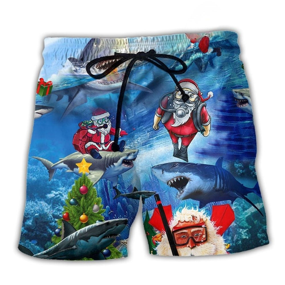 Shark Santa American Christmas Fun – Beach Short