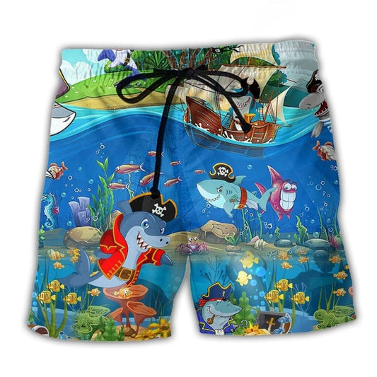 Pirate Shark Ocean Adventure Art – Beach Short