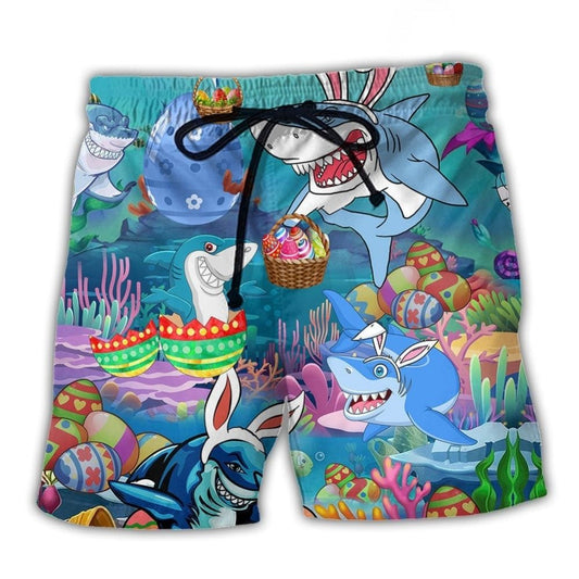 Shark Easter Celebration Fun Art – Beach Short