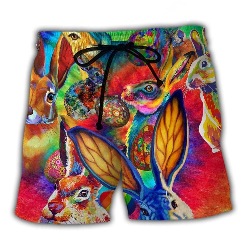 Colorful Easter Rabbit Art – Beach Short