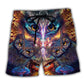 Owl Mysterious Eyes Fantasy Art – Beach Short