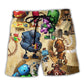 Vintage Robot Heart Art – Beach Short