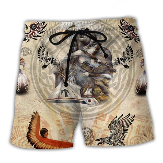 Native Eagle Power Art Style – Beach Short