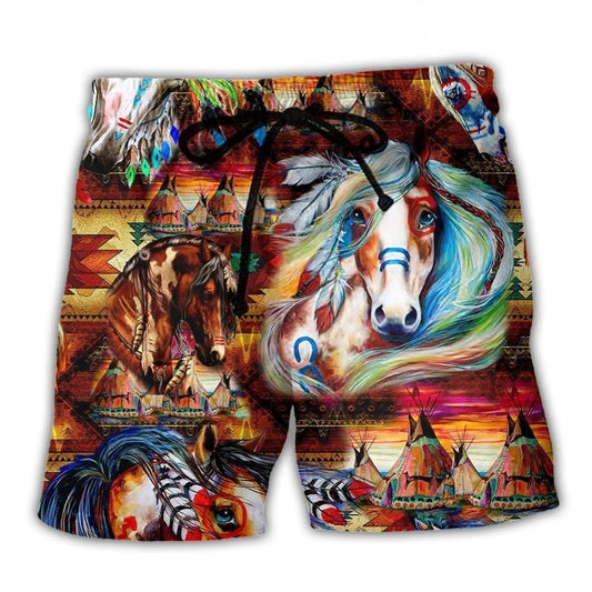 Native Horse Spiritual Art – Beach Short