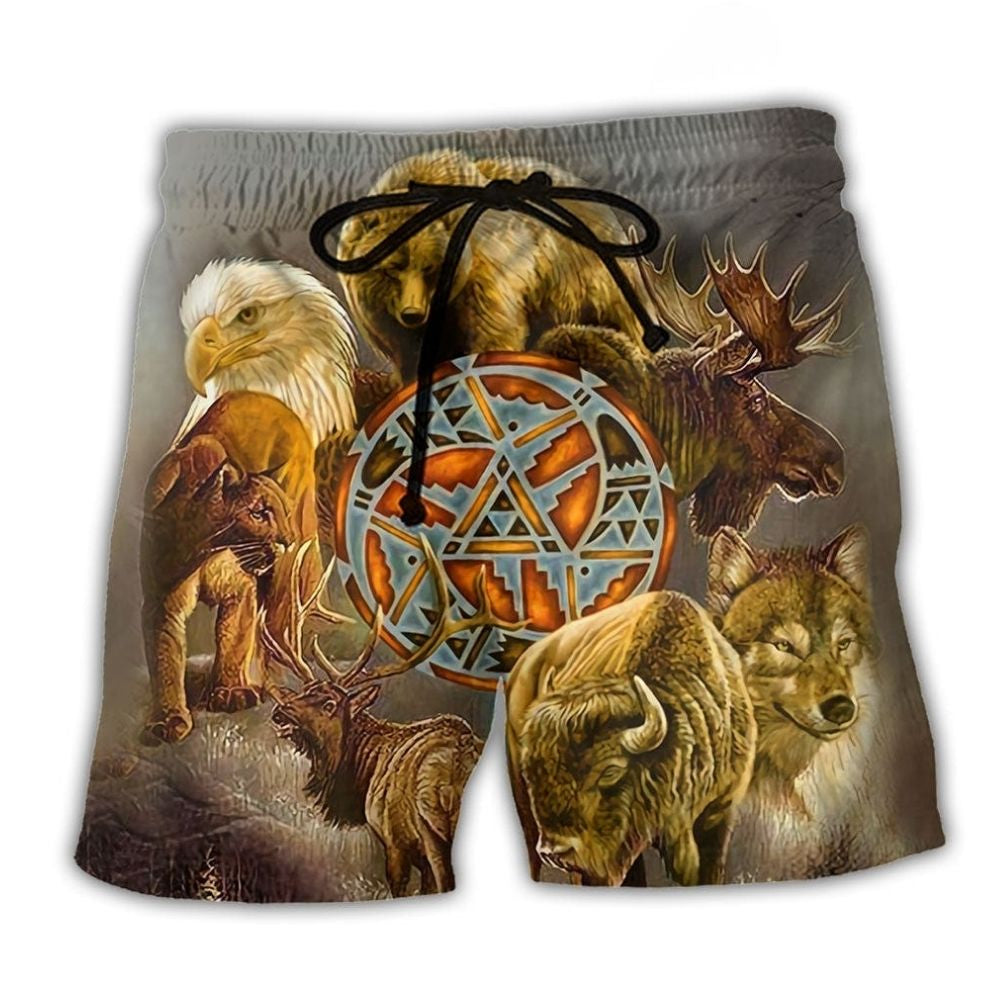 Native Love Animals Art – Beach Short