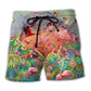 Flamingo World Tropical Leaf – Beach Short