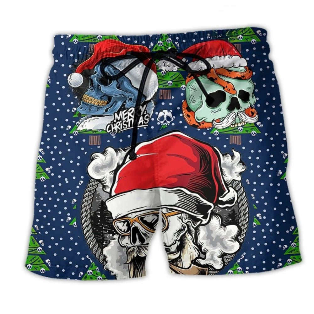Christmas Skull Santa Hat – Beach Short