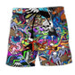 Colorful Skull Love Life Abstract Art – Beach Short