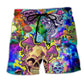 Colorful Skull Mushroom Lifestyle Art – Beach Short