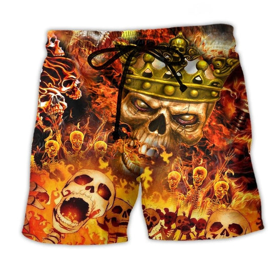 Flaming Skull King Fierce Art – Beach Short