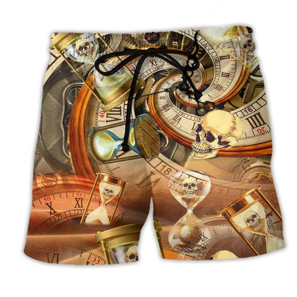 Skull Time Value Watch Symbol Art – Beach Short