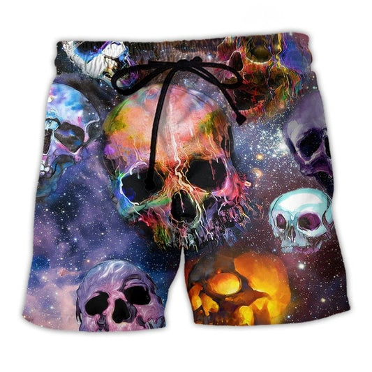 Colorful Skull Life Is Short Art – Beach Short