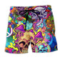 Rainbow Smile Skull Vibrant Art – Beach Short