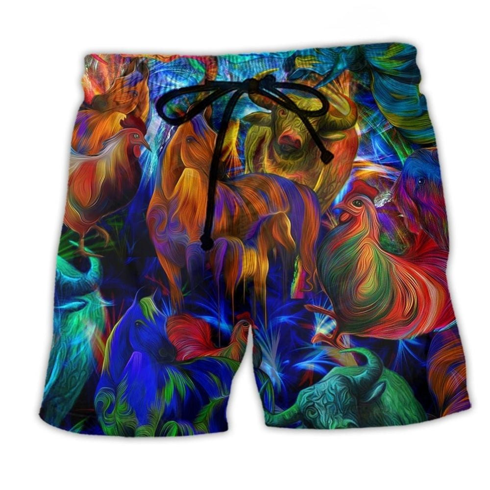 Proud Farmer Animal Color Art – Beach Short