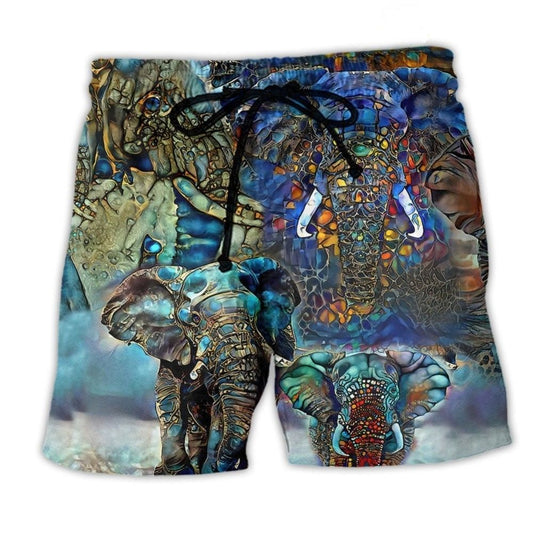 Elephant Love Forest Color Art – Beach Short