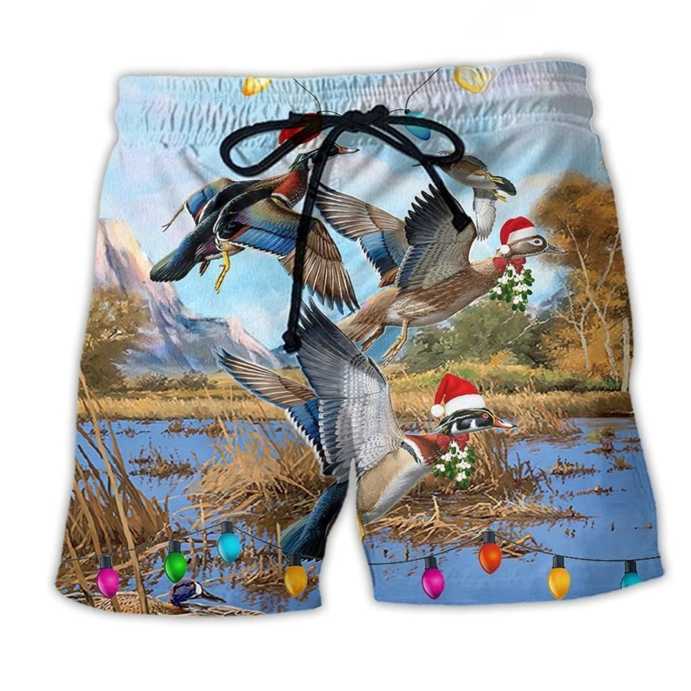 Duck Field Christmas Light Art – Beach Short