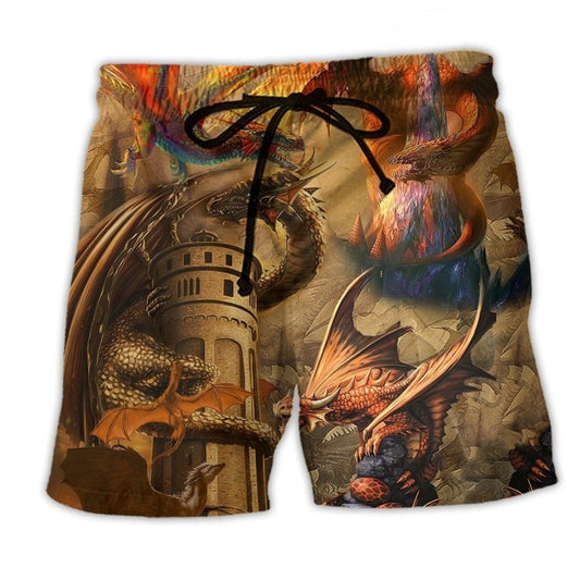 Vintage Dragon Love Life Art – Beach Short