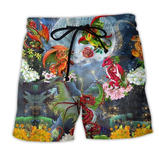Dragon Floral Love Moon Art – Beach Short