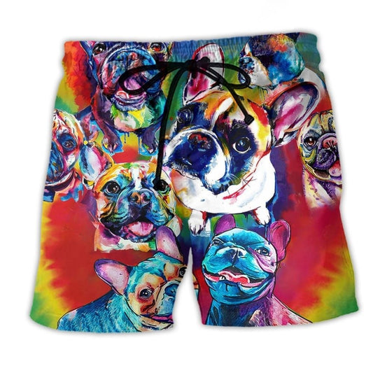 French Bulldog Love Color Art – Beach Short