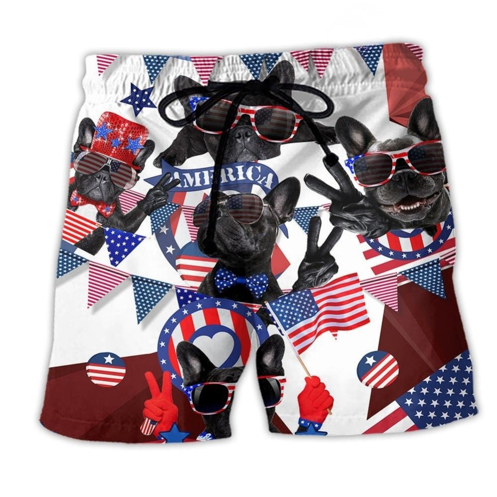 French Bulldog Patriotic America Art – Beach Short