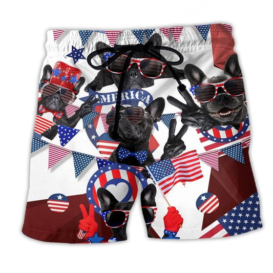 French Bulldog Patriotic America Art – Beach Short