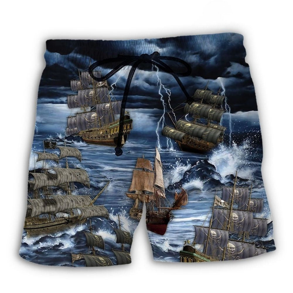 Sailing Through Storm Thunder Art – Beach Short