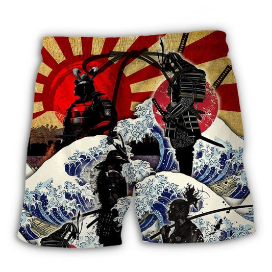 Samurai Red Sun Wave Art – Beach Short
