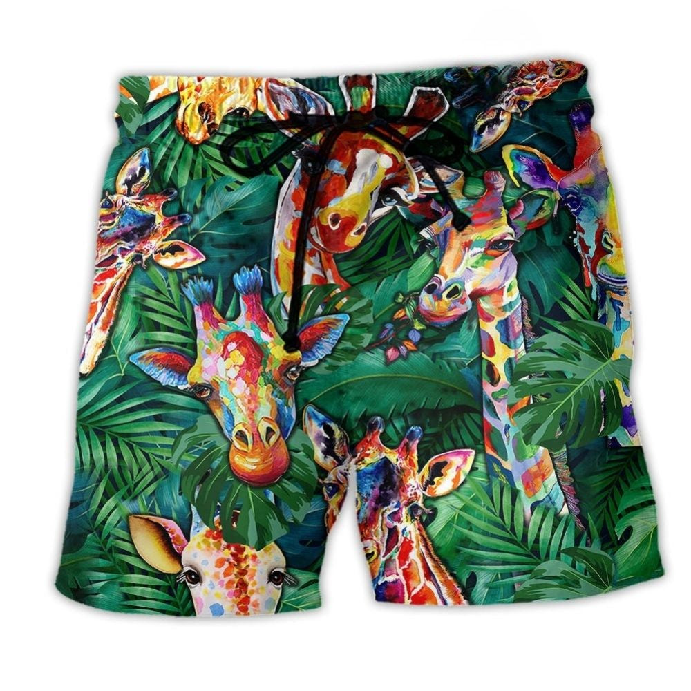 Giraffe Living The High Life Art – Beach Short