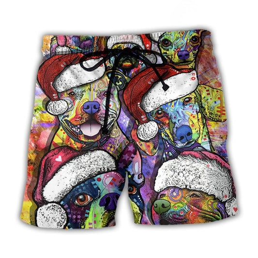 Christmas Dog Colorful Art – Beach Short