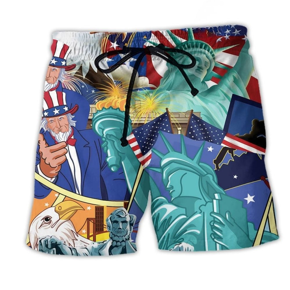 Patriotic Eagle America Pride Art – Beach Short