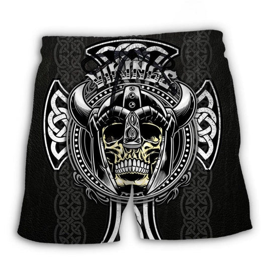 Viking Black Pattern Norse Style Art – Beach Short